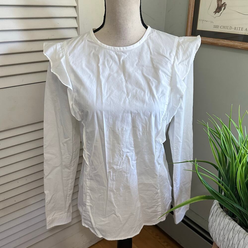Bldwn Top Womens Small White Ruffle Trim Dainty Minimalist Romantic Poetry Chic